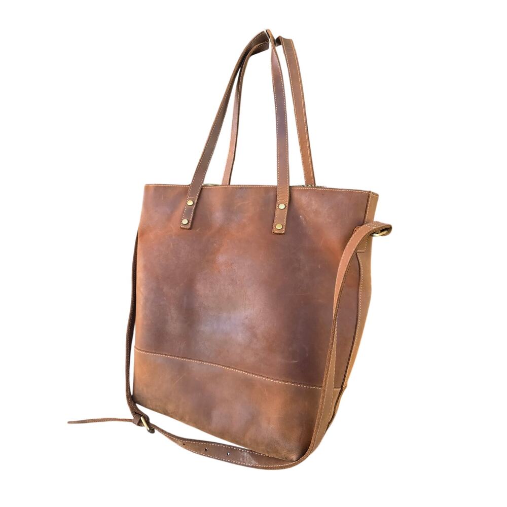 House of Flynn Brown Leather Camera Tote Bag - Picture 5 of 8